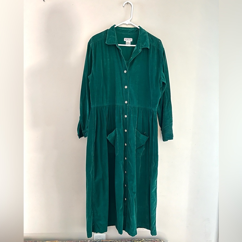 Vintage Talbots Corduroy Emerald Green Dress